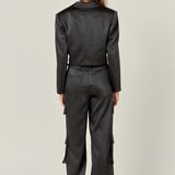 Satin Wide Leg Cargo Pants