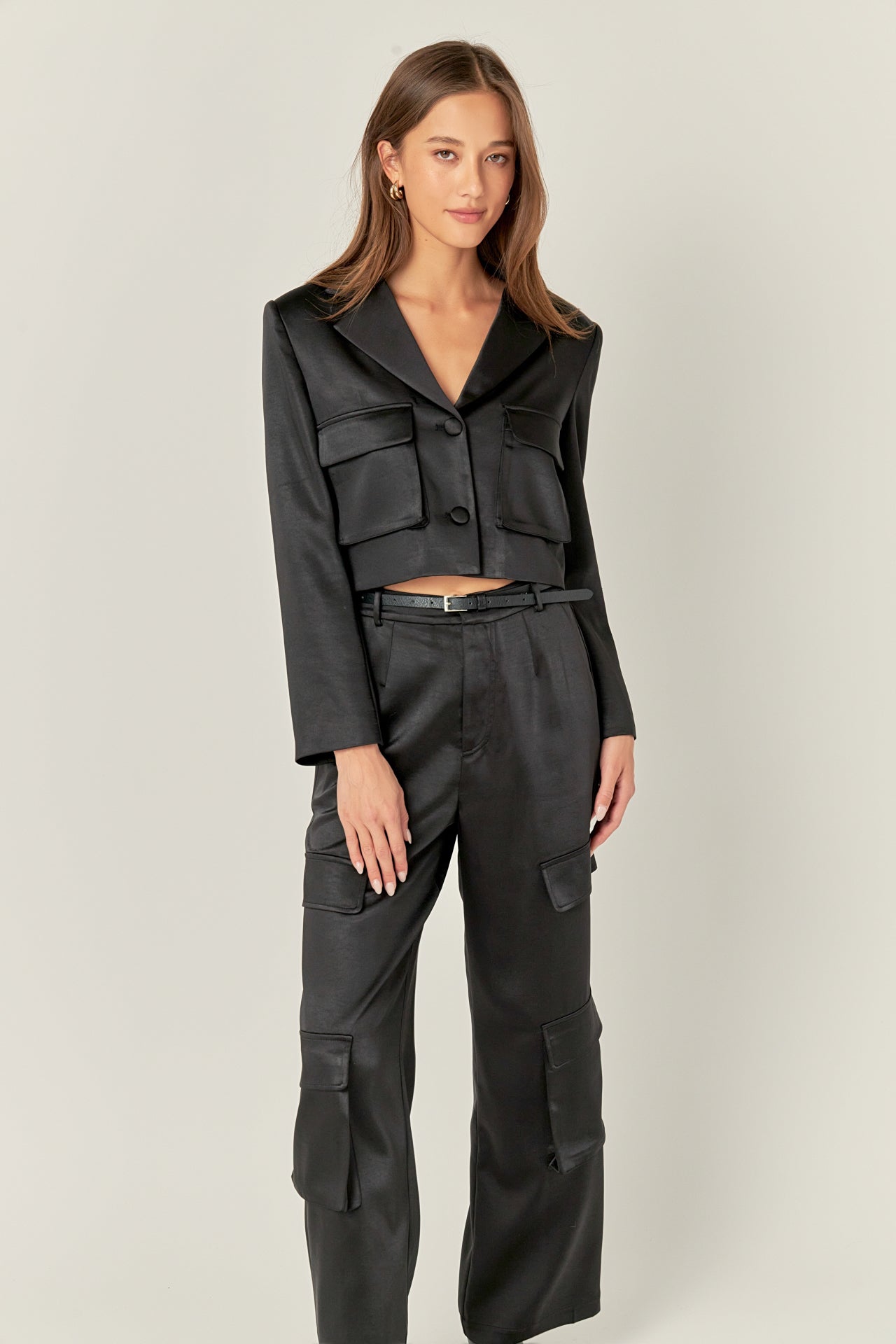 パンツ Zip Design Satin Cargo Pants Zip Design Satin Cargo Pants
