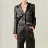 Cropped Satin Blazer