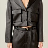 Cropped Satin Blazer