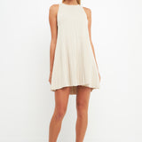 Pleated A-line Knit Mini Dress