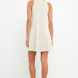 Pleated A-line Knit Mini Dress - Final Sale