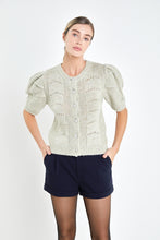 Load image into Gallery viewer, Short Puff Sleeve Knit Cardigan
