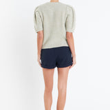 Short Puff Sleeve Knit Cardigan