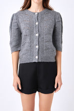 Load image into Gallery viewer, Short Puff Sleeve Knit Cardigan
