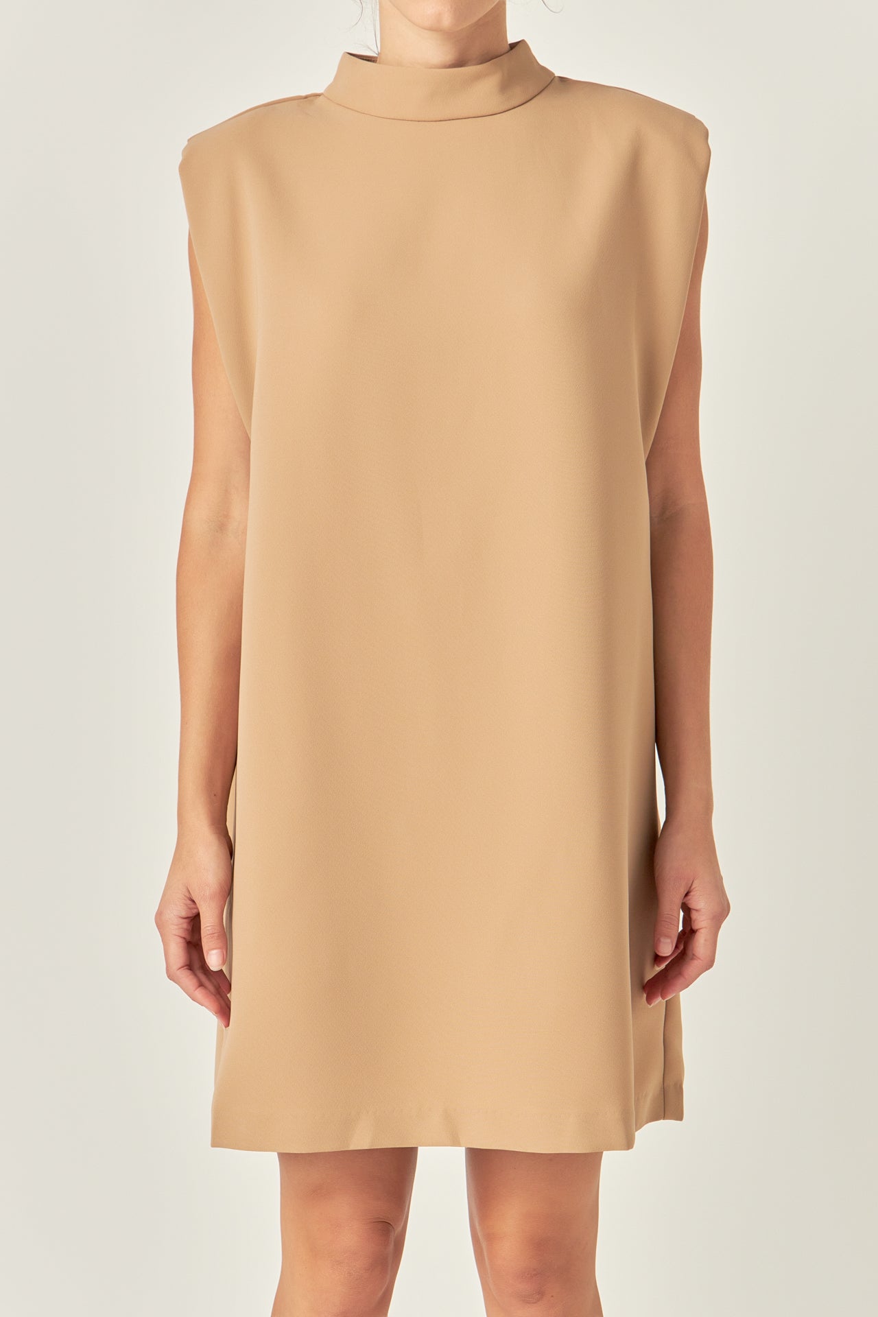 Mock Neck Sleeveless Shift Dress