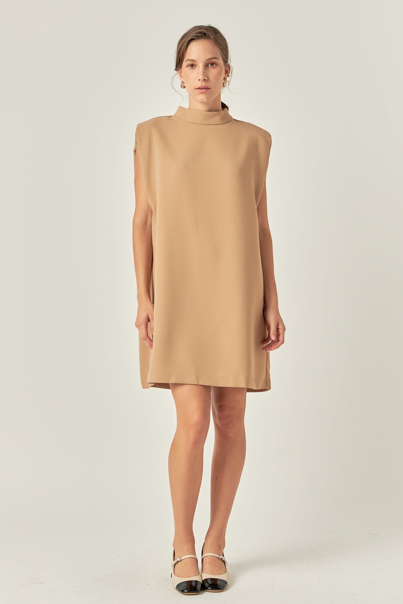 Mock Neck Sleeveless Shift Dress