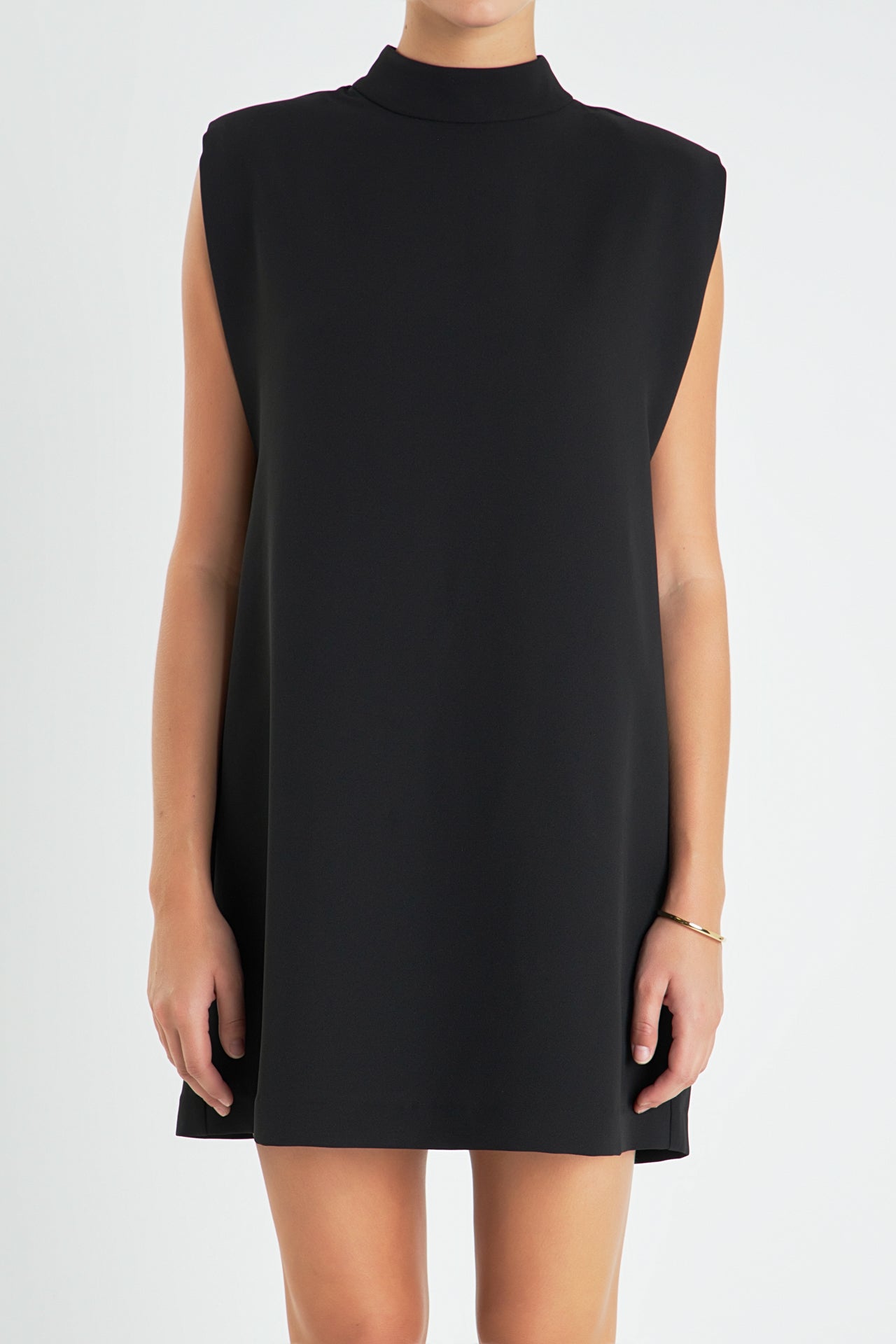 Mock Neck Sleeveless Shift Dress