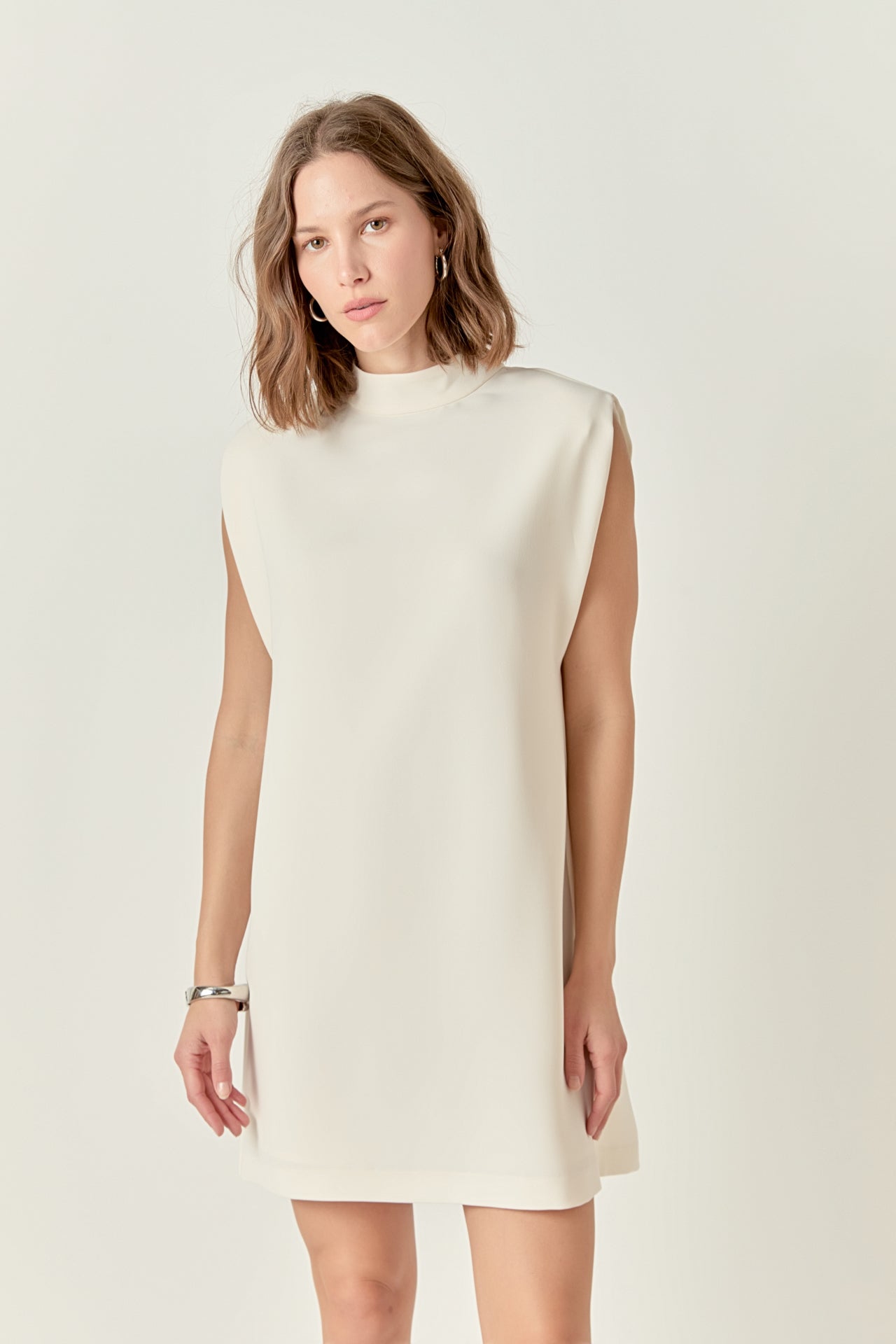 Mock Neck Sleeveless Shift Dress – English Factory