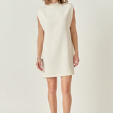 Mock Neck Sleeveless Shift Dress