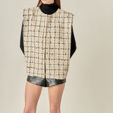 Premium Tweed Vest with Shoulder Pads