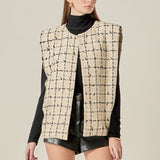 Premium Tweed Vest with Shoulder Pads