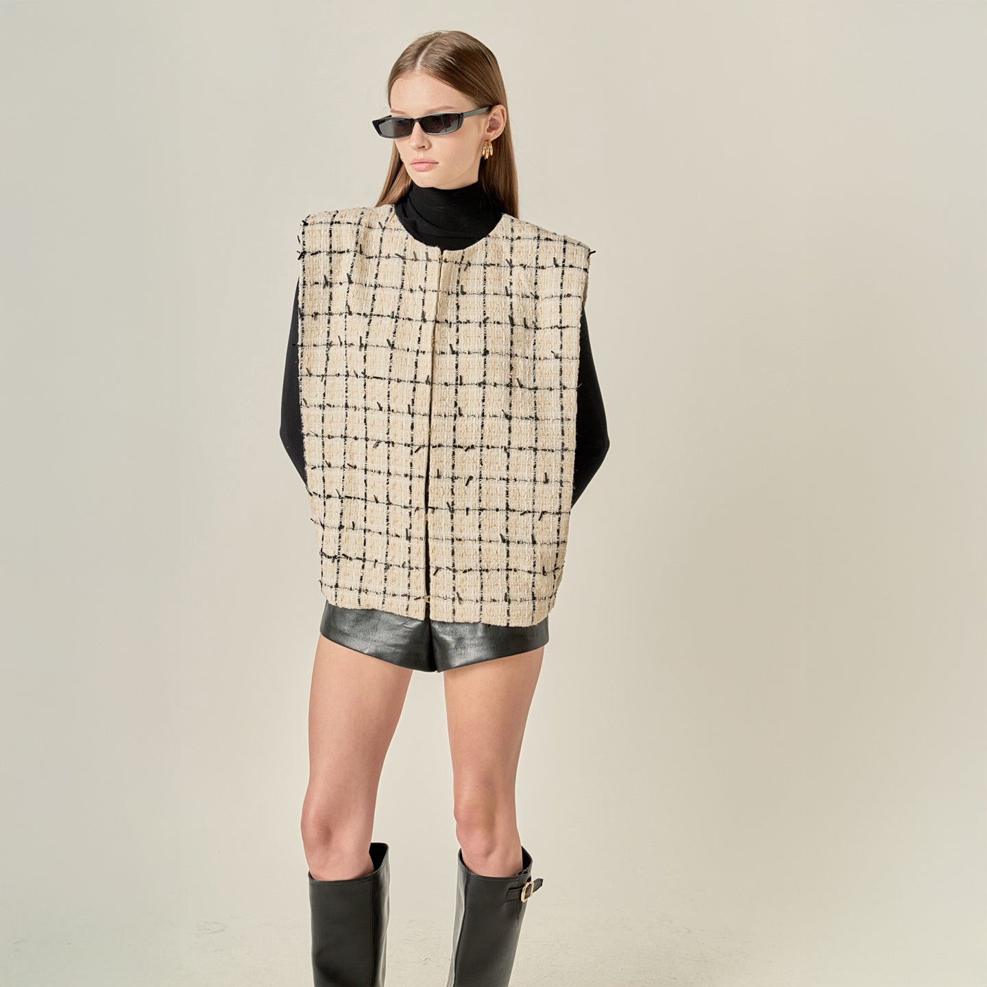 Premium Tweed Vest with Shoulder Pads – English Factory
