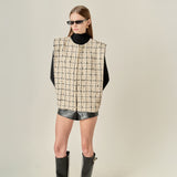 Premium Tweed Vest with Shoulder Pads