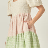 Color Block Tweed Mini Dress
