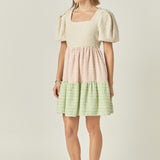 Color Block Tweed Mini Dress