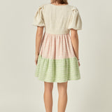 Color Block Tweed Mini Dress