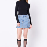 Denim Cargo Low Rise Mini Skirt