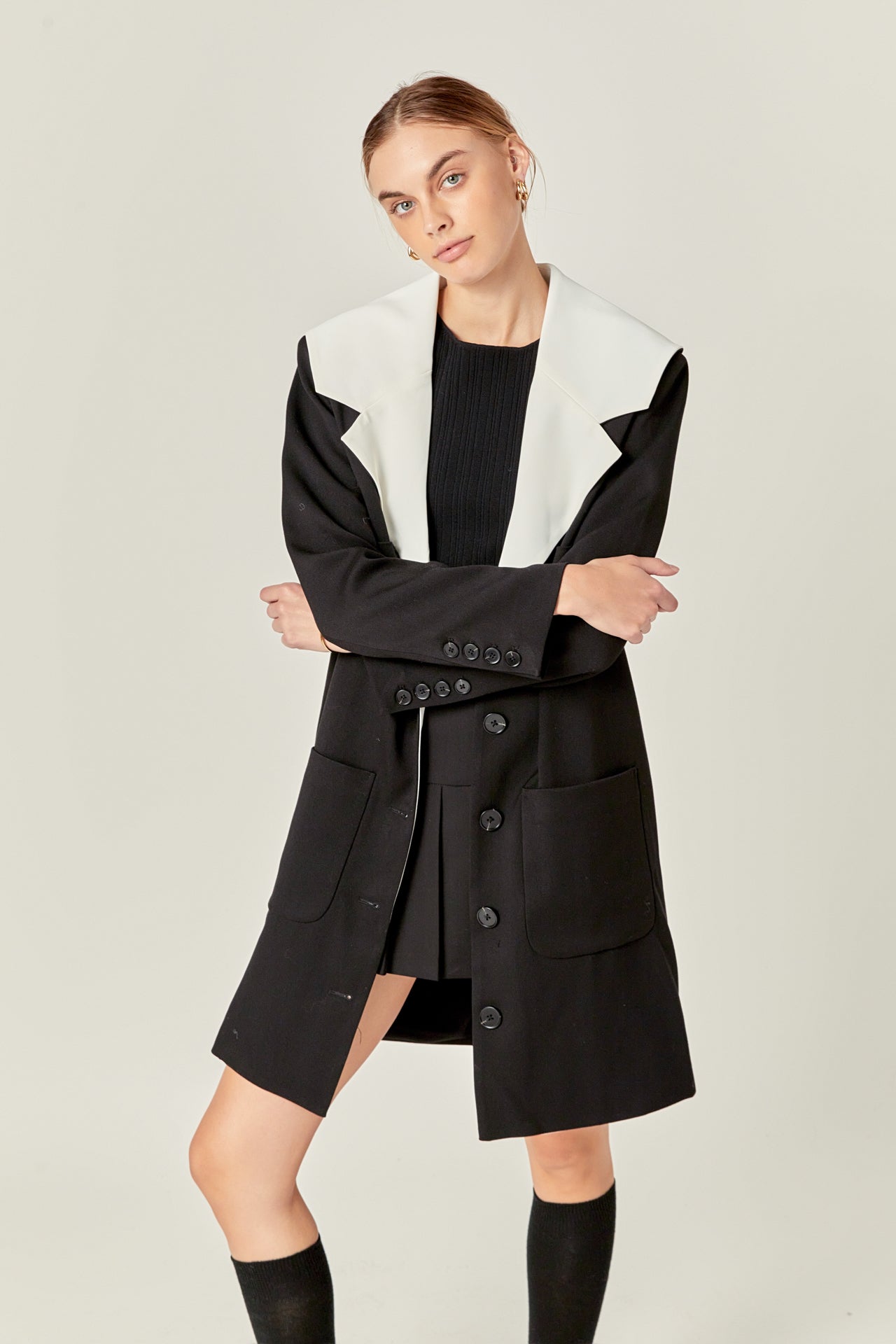 Premium Coat with Contrast Sailor Collar – English Factory