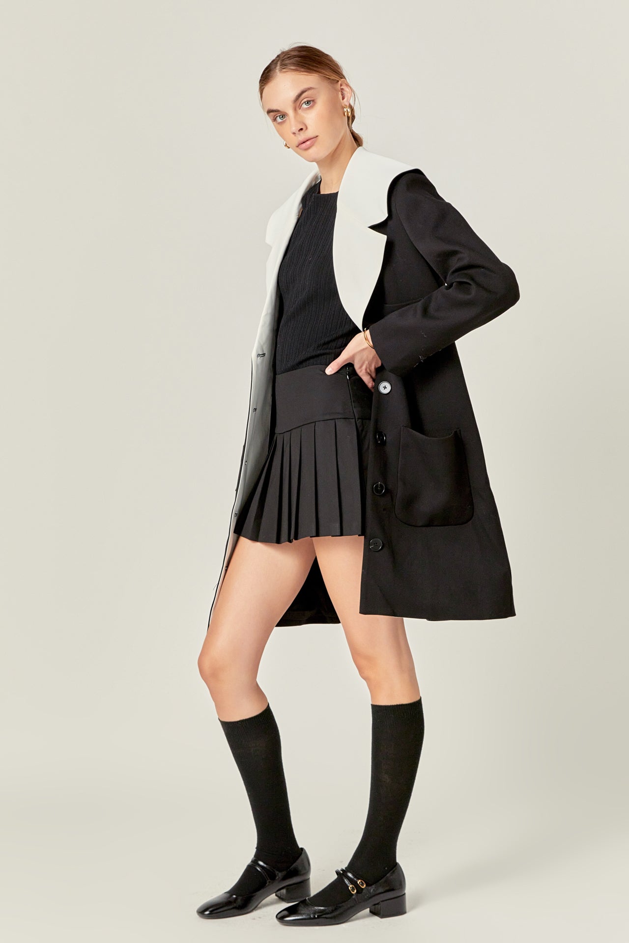 Premium Coat with Contrast Sailor Collar – English Factory