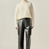 Faux Leather Cropped Cargo Pants