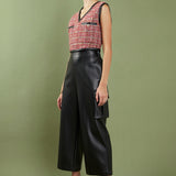 Faux Leather Cropped Cargo Pants