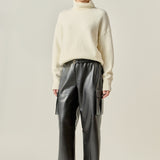 Faux Leather Cropped Cargo Pants