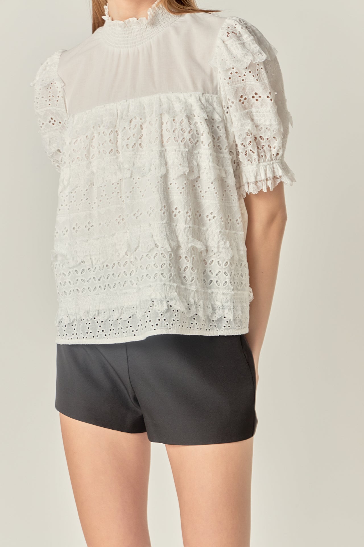Short Sleeve Lace Babydoll Top – English Factory