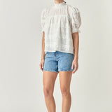 Short Sleeve Lace Babydoll Top