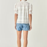 Short Sleeve Lace Babydoll Top