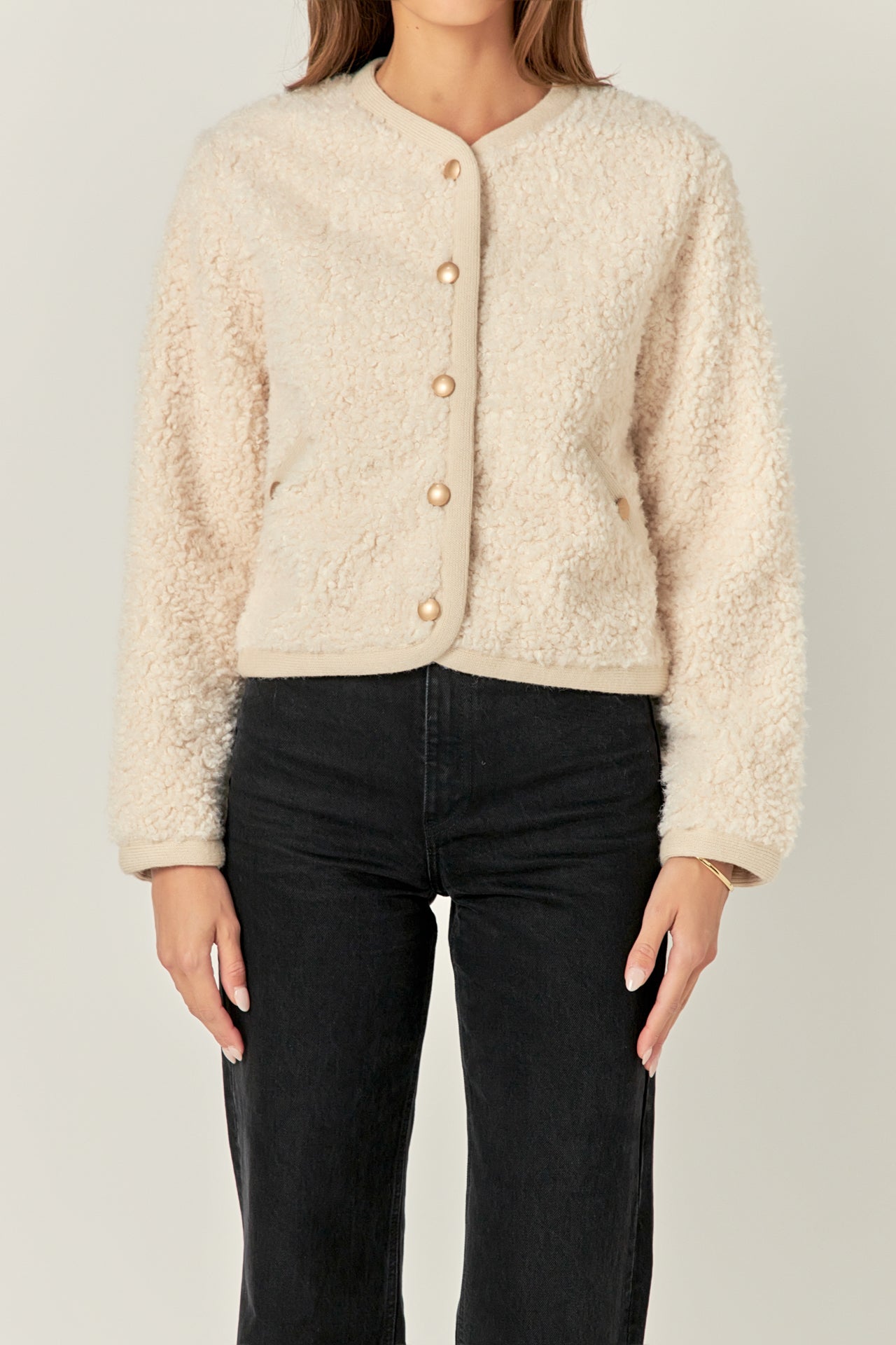 Long Sleeve Boucle Cardigan Jacket – English Factory