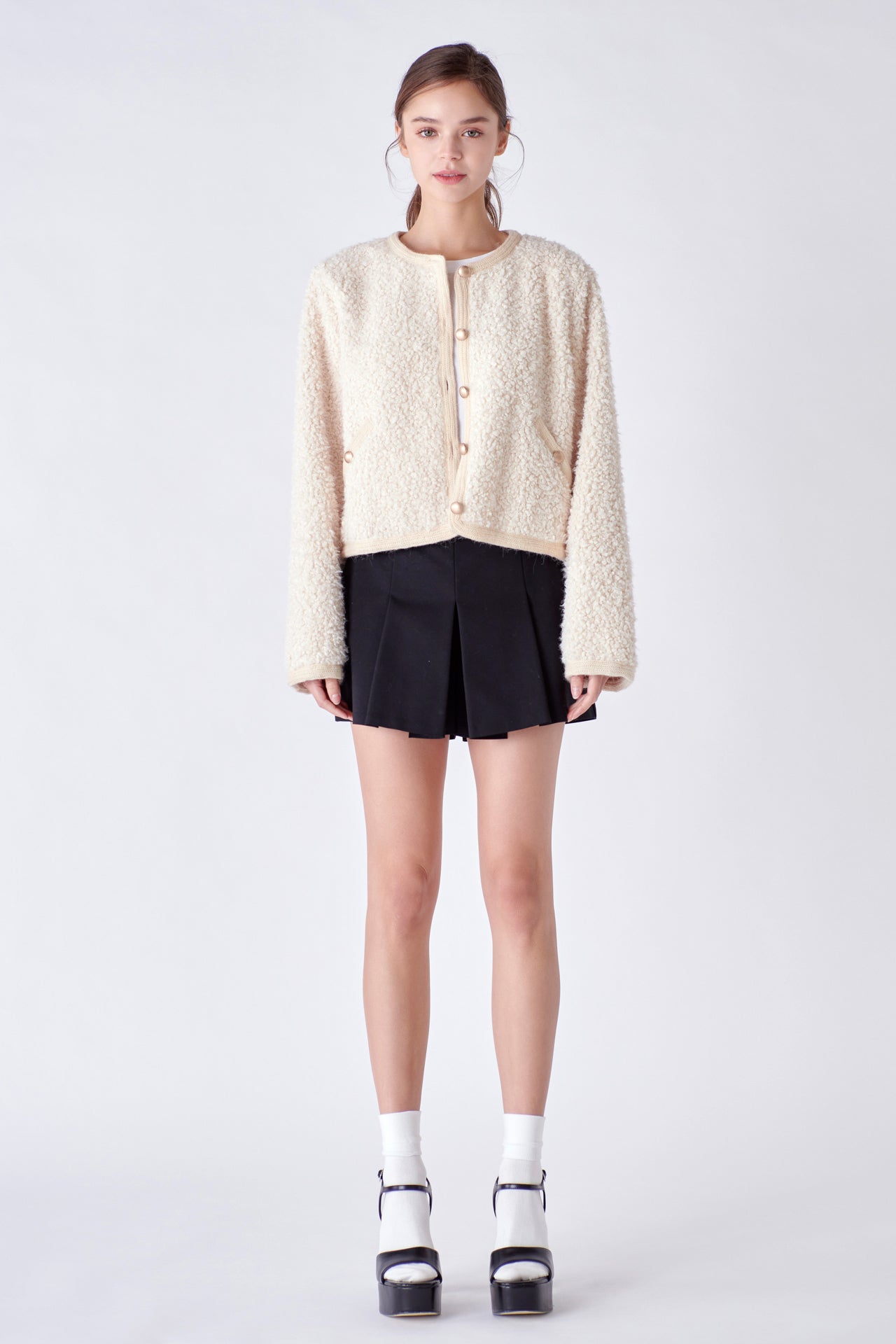 White shop boucle sweater