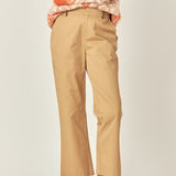 Twill Cropped Flared Hem Pants