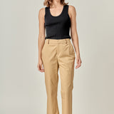 Twill Cropped Flared Hem Pants