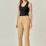 Twill Cropped Flared Hem Pants