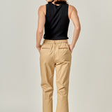 Twill Cropped Flared Hem Pants