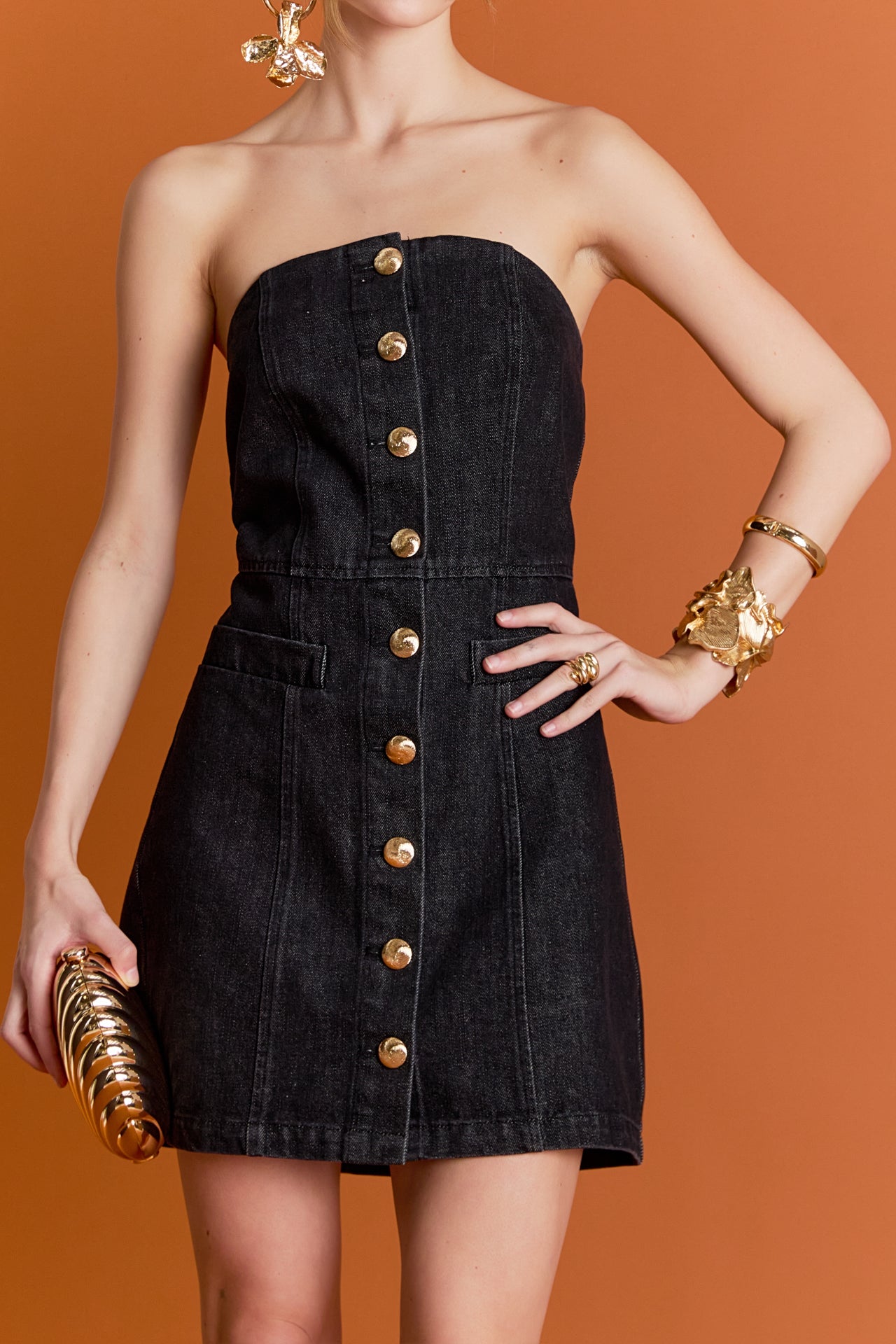 Vivienne Denim Tube Mini Dress English Factory Vivienne Denim Tube Mini Dress English Factory
