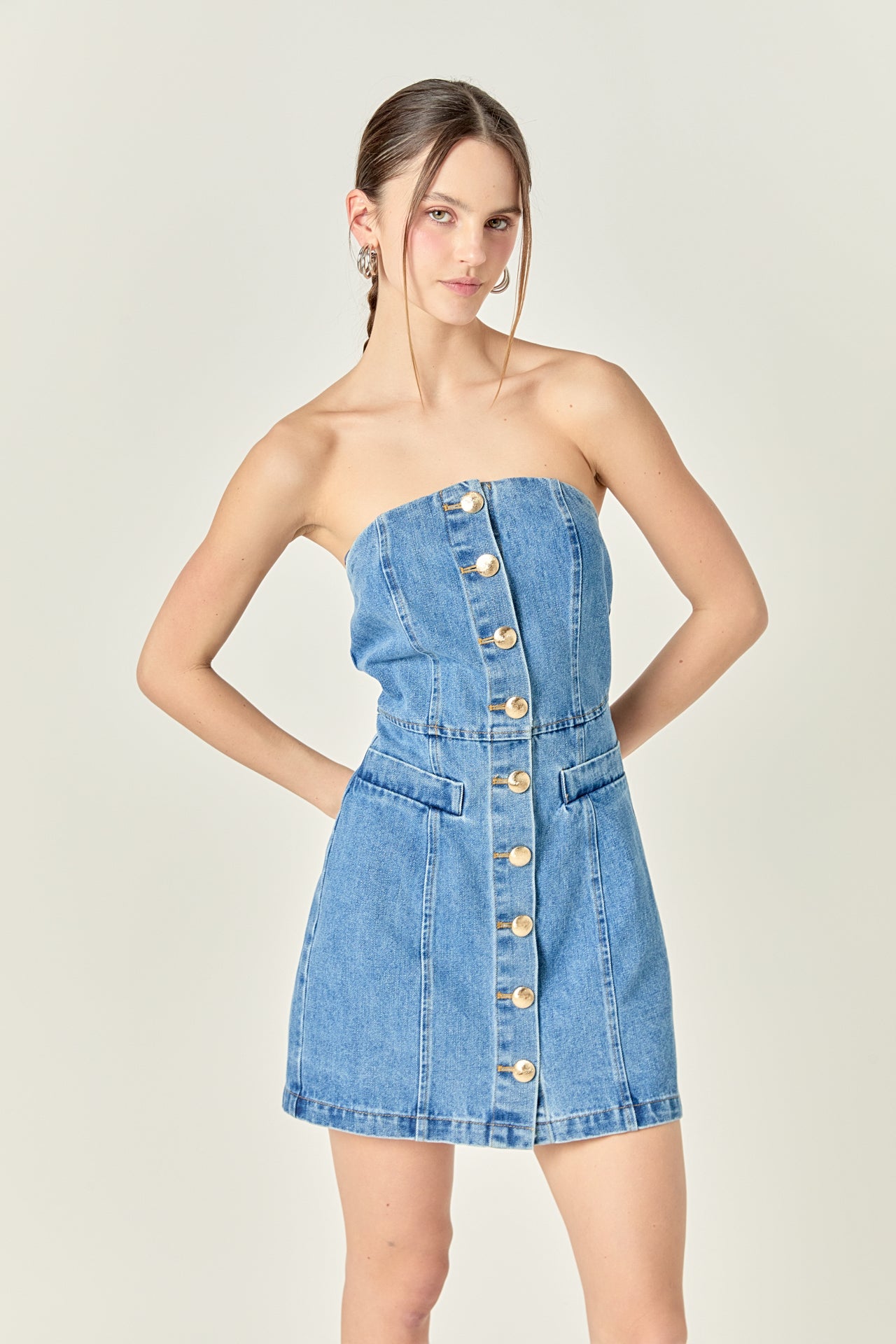 English Factory - Denim Tube Mini Dress DARK Denim / XS English Factory - Denim Tube Mini Dress DARK Denim / XS