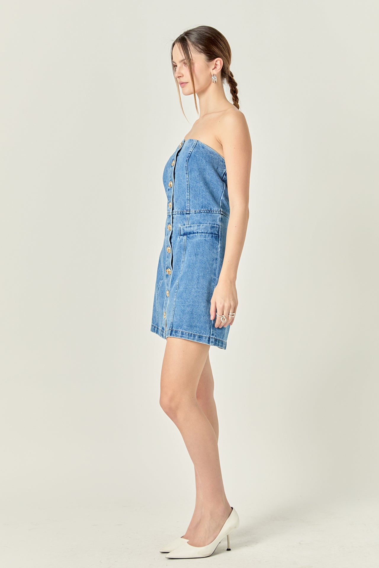 Denim Tube Mini Dress in Dark Denim – English Factory