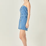 Denim Tube Mini Dress in Dark Denim