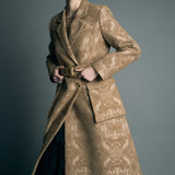 Premium Wool Brocade Swing Coat