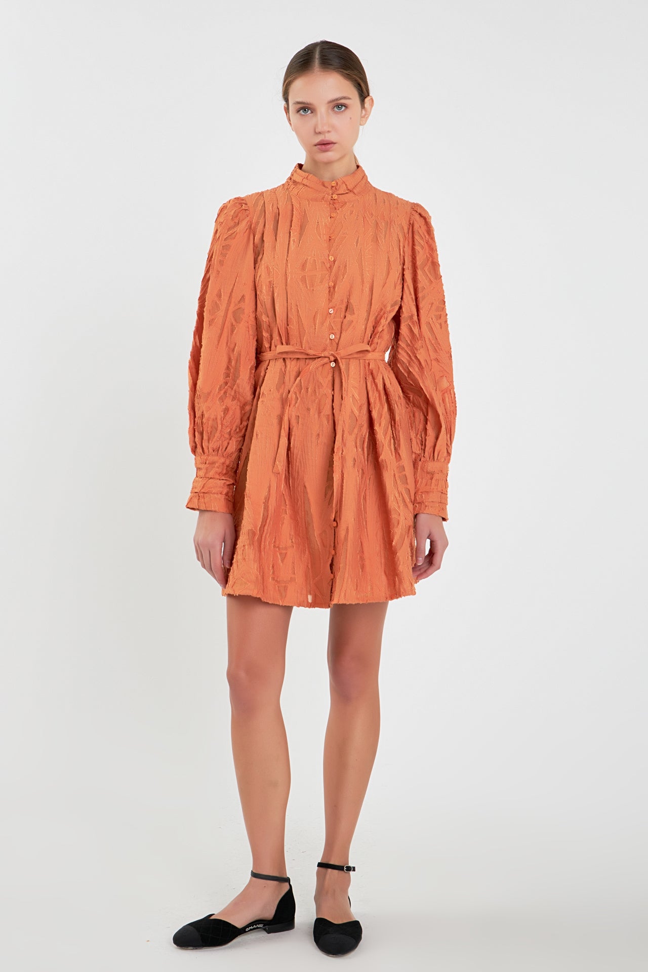 chinese dress ladies Short Puff Sleeve Shirt Dress – English Factory
