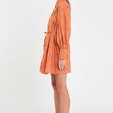 Burnout Organza Mini Tie Dress