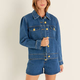 Denim Jacket With Brass Buttons- Sold Out