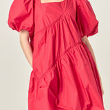 Asymmetric Poplin Tiered Dress