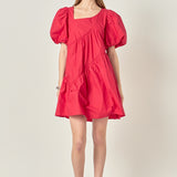 Asymmetric Poplin Tiered Dress