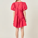 Asymmetric Poplin Tiered Dress