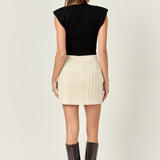 Velvet Embellished Mini Skirt