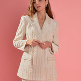 Embellished Velvet Belted Blazer Dress