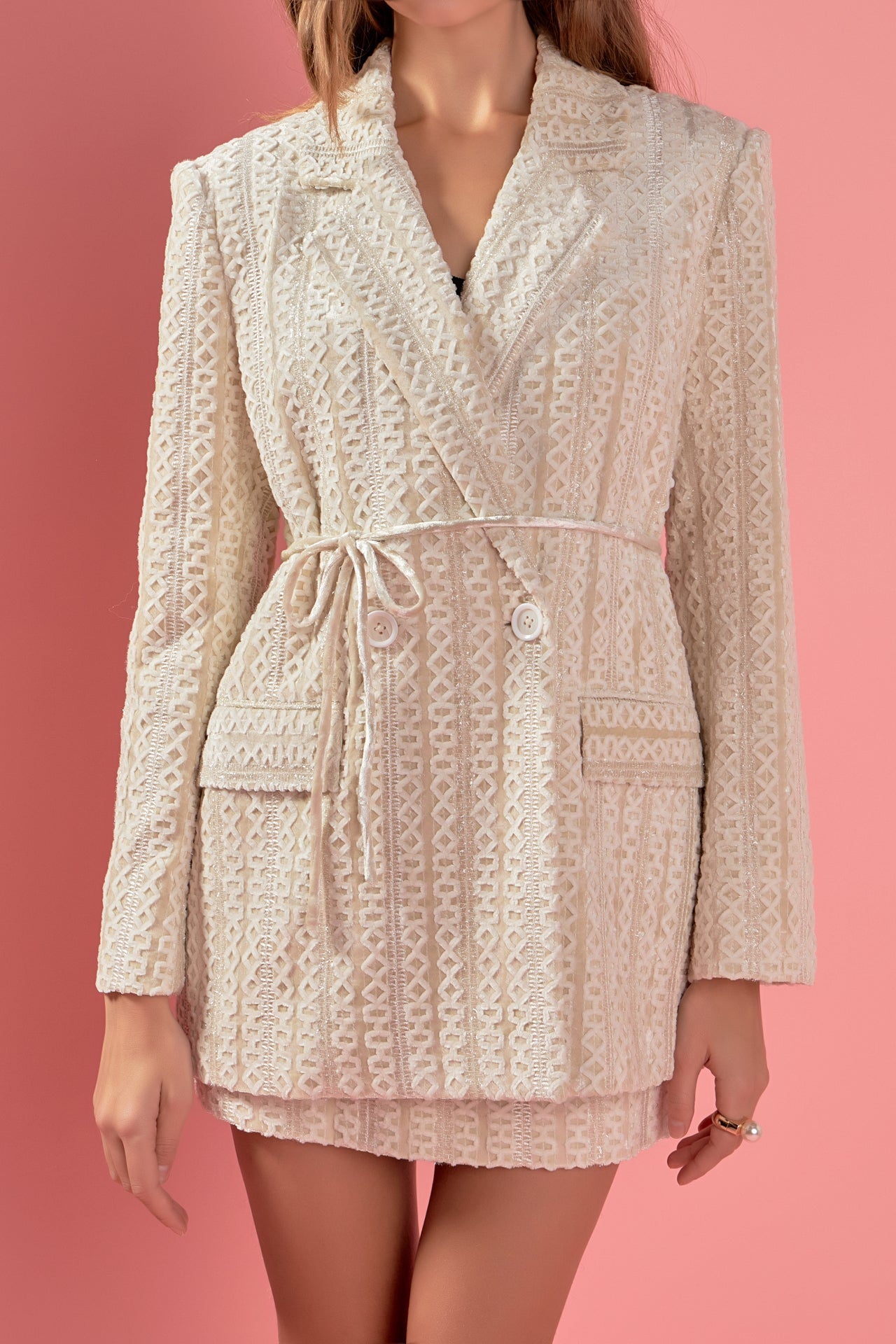 Embellished Velvet Belted Blazer Dress – English Factory